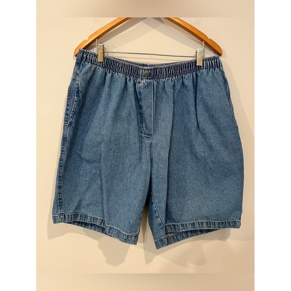 Main Street Blues High Waisted Denim Shorts Blue 18W Elastic Waist